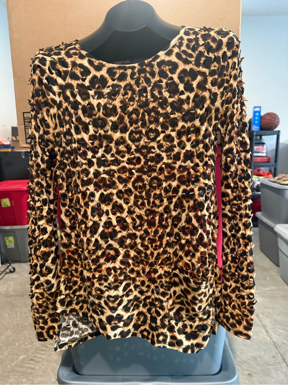 Leopard Print Long Sleeve Top - Brown mp35